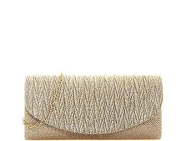 FASHION SILKY PARTY CHEVRON CHAINED CLUTCH