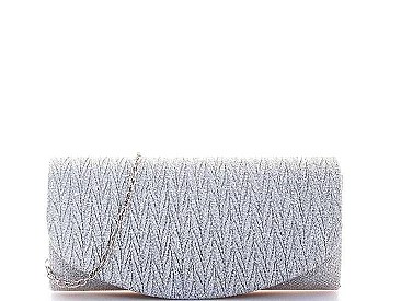 FASHION SILKY PARTY CHEVRON CHAINED CLUTCH