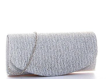 FASHION SILKY PARTY CHEVRON CHAINED CLUTCH