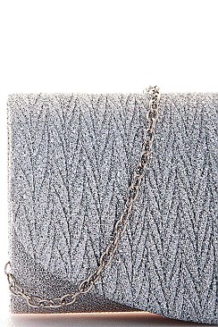 FASHION SILKY PARTY CHEVRON CHAINED CLUTCH