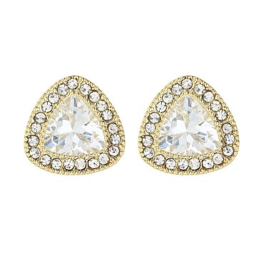 TRENDY TRIANGLE SHAPED CZ STUD EARRING SLJCE1054