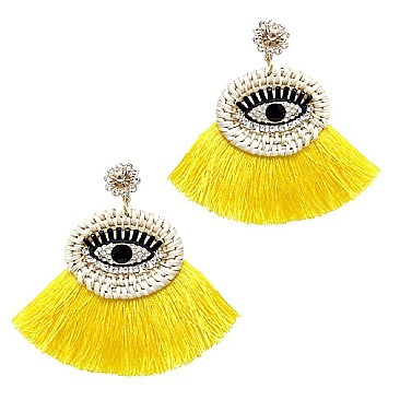 Straw Tassel Neon Boho Earring