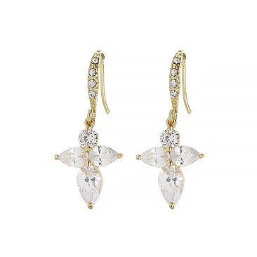 TRENDY SM CUBIC CROSS SHAPE HOOK EARRINGS SLJCE1260