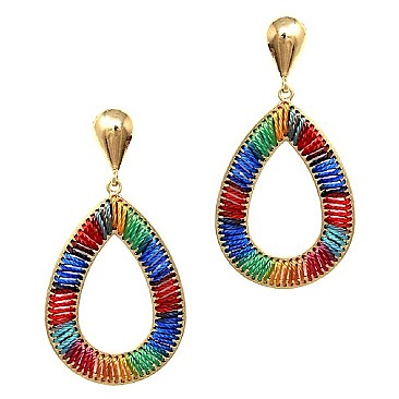 NEON TEARDROP THREAD BOHO EARRING
