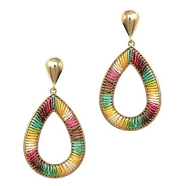 NEON TEARDROP THREAD BOHO EARRING