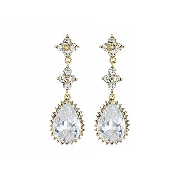 FASHIONABLE DANGLY CZ TEARDROP EARRING SLJCE2286