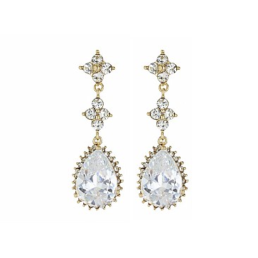 FASHIONABLE DANGLY CZ TEARDROP EARRING SLJCE2286