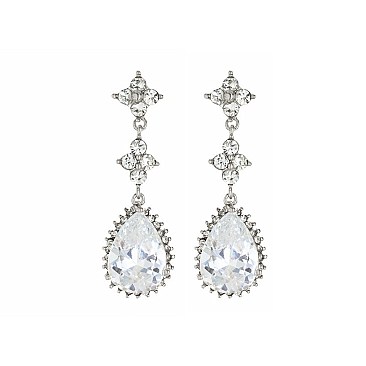 FASHIONABLE DANGLY CZ TEARDROP EARRING SLJCE2286