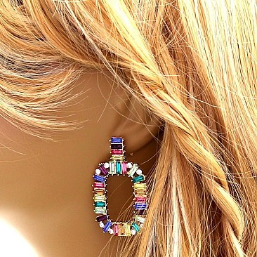 BAGUETTE RHINESTONE DANGLE EARRINGS