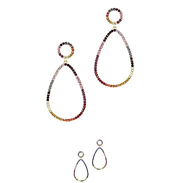 RHINESTONE OPEN-CUT TEARDROP EARRINGS