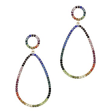 RHINESTONE OPEN-CUT TEARDROP EARRINGS