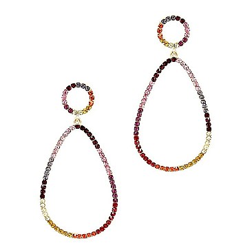 RHINESTONE OPEN-CUT TEARDROP EARRINGS