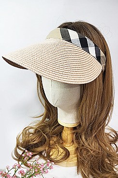 Pack of 12 Straw Plaid Pattern Visor Set