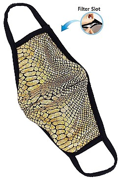 Reusable Snake Print Mask with Filter Slot