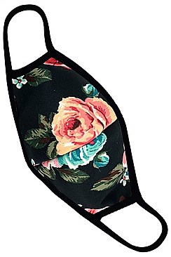 BLACK FLOWERY 3D REUSABLE 3 LAYER MASK