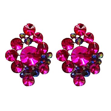 TRENDY DIAMOND SHAPE STONE POST EARRING SLJE2079