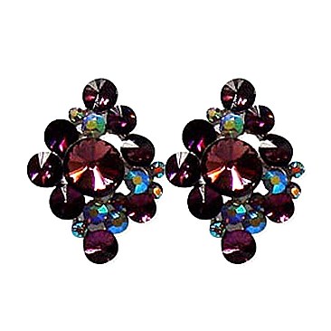 TRENDY DIAMOND SHAPE STONE POST EARRING SLJE2079