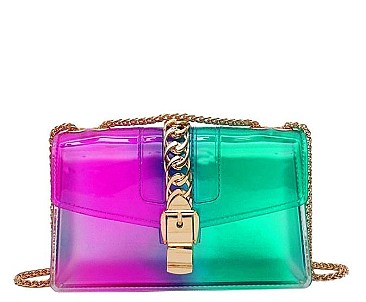 Buckel Accented Multi-colores Jelly Medium Shoulder Bag