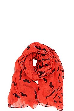 CHIFFON MUSTACHE PRINT SCARF