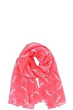 CHIFFON MUSTACHE PRINT SCARF