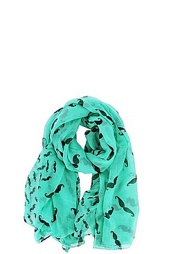 CHIFFON MUSTACHE PRINT SCARF