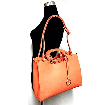 Accented Handle Fashion Satchel Bag