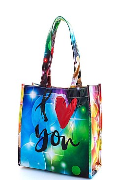 FASHION I LOVE YOU COLORFUL SIMPLE TOTE BAG