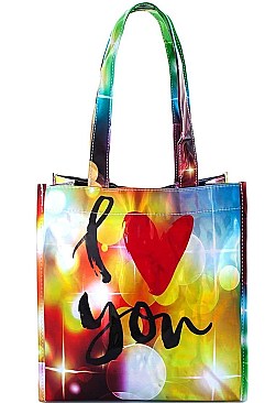 FASHION I LOVE YOU COLORFUL SIMPLE TOTE BAG