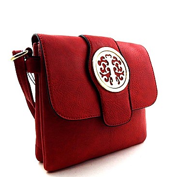 Metal Emblem Flap Top Cross Body