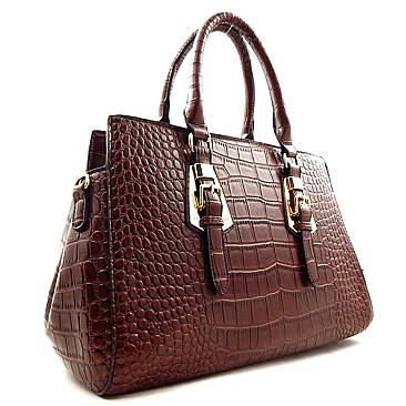 Alligator Belt Accent Celebrity Style Satchel