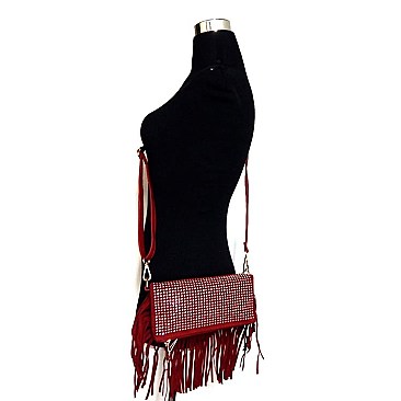 Small Stud Fringed Fold-Over Cross Body Messenger