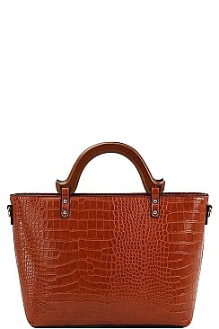 2 IN 1 CROC TEXTURED TOTE WITH WALLET