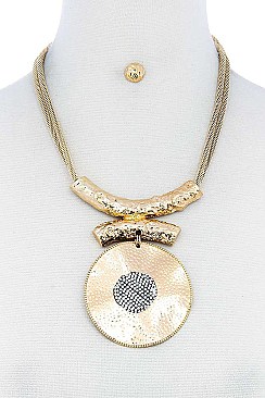 CIRCLE LINK METAL CHAIN DROP NECKLACE SET
