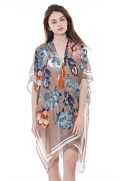 All-Over Floral Print Cover-Up Kimono