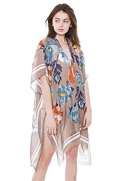 All-Over Floral Print Cover-Up Kimono