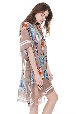 All-Over Floral Print Cover-Up Kimono