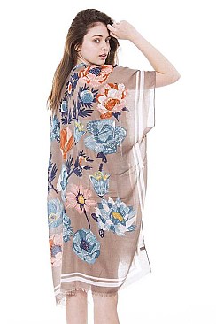 All-Over Floral Print Cover-Up Kimono