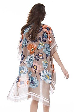 All-Over Floral Print Cover-Up Kimono