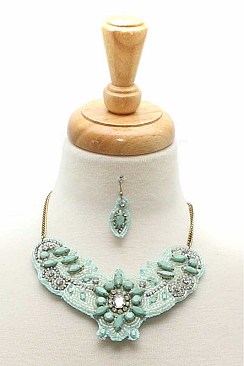 CHIC BEADS AND CRYSTALS FASHION NECKLACE AND EARRING SET JYJS-5810