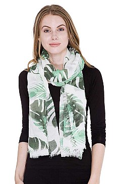 Tropical Leaves Print Oblong Scarf