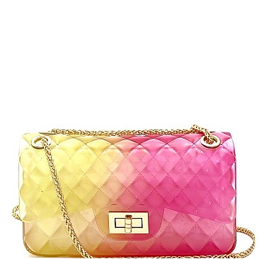 Medium Translucent Embossed Jelly Shoulder Bag