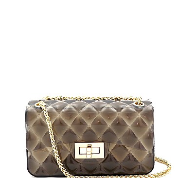 2-Way Small Translucent Embossed Jelly Shoulder Bag