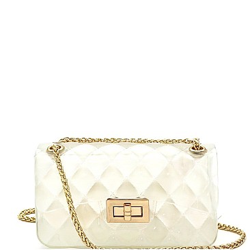 2-Way Small Translucent Embossed Jelly Shoulder Bag