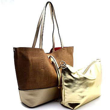 Linen-like 2 in 1 String Shopper Tote