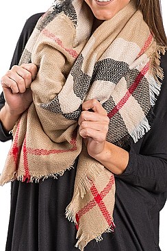 PLAID X-LARGE BLANKET SCARF FM-JWS1526