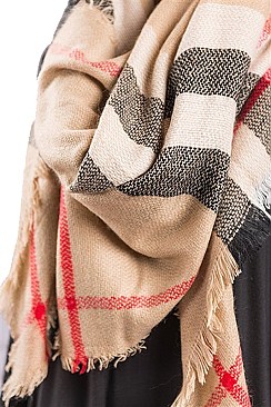 PLAID X-LARGE BLANKET SCARF FM-JWS1526