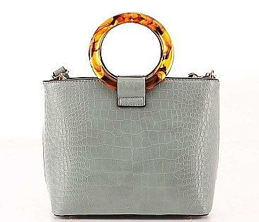 FASHION ACETATE HANDLE CROSS BODY BAG