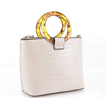 FASHION ACETATE HANDLE CROSS BODY BAG
