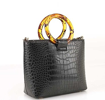 FASHION ACETATE HANDLE CROSS BODY BAG