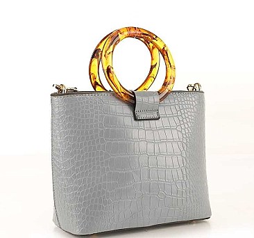 FASHION ACETATE HANDLE CROSS BODY BAG